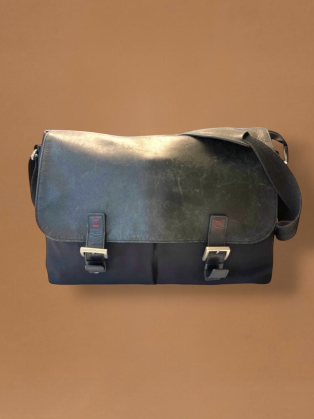 JACK GEORGES Leather
Nylon Messenger Bag
Black